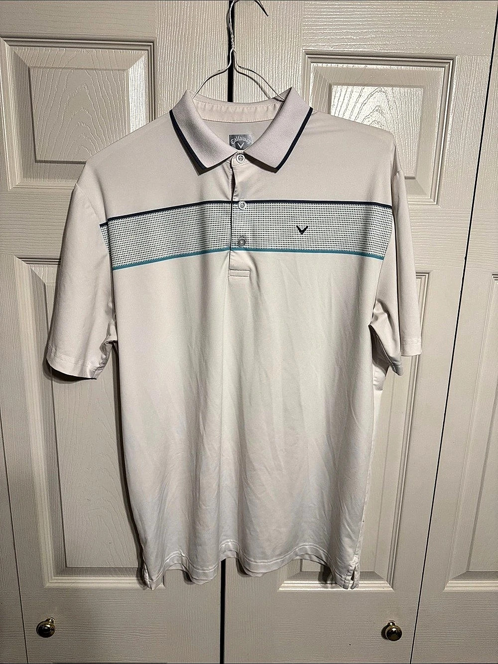 Callaway Opti-Dri Colorblock Golf Polo White & Blue Medium